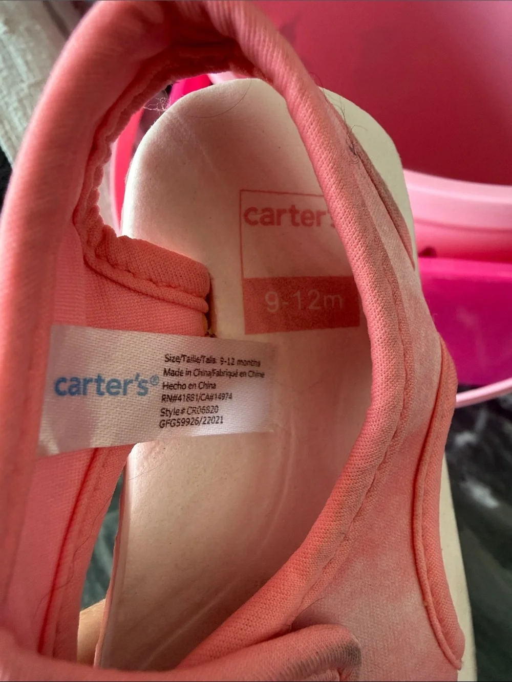 Carter's Coral Pink Baby Water Sandals with Velcro Straps